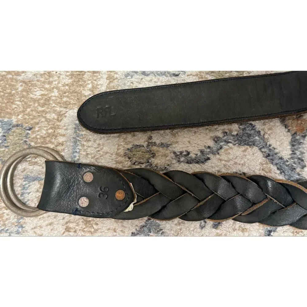 Double RL Braided Leather O-Ring Belt indigo blue | size 36